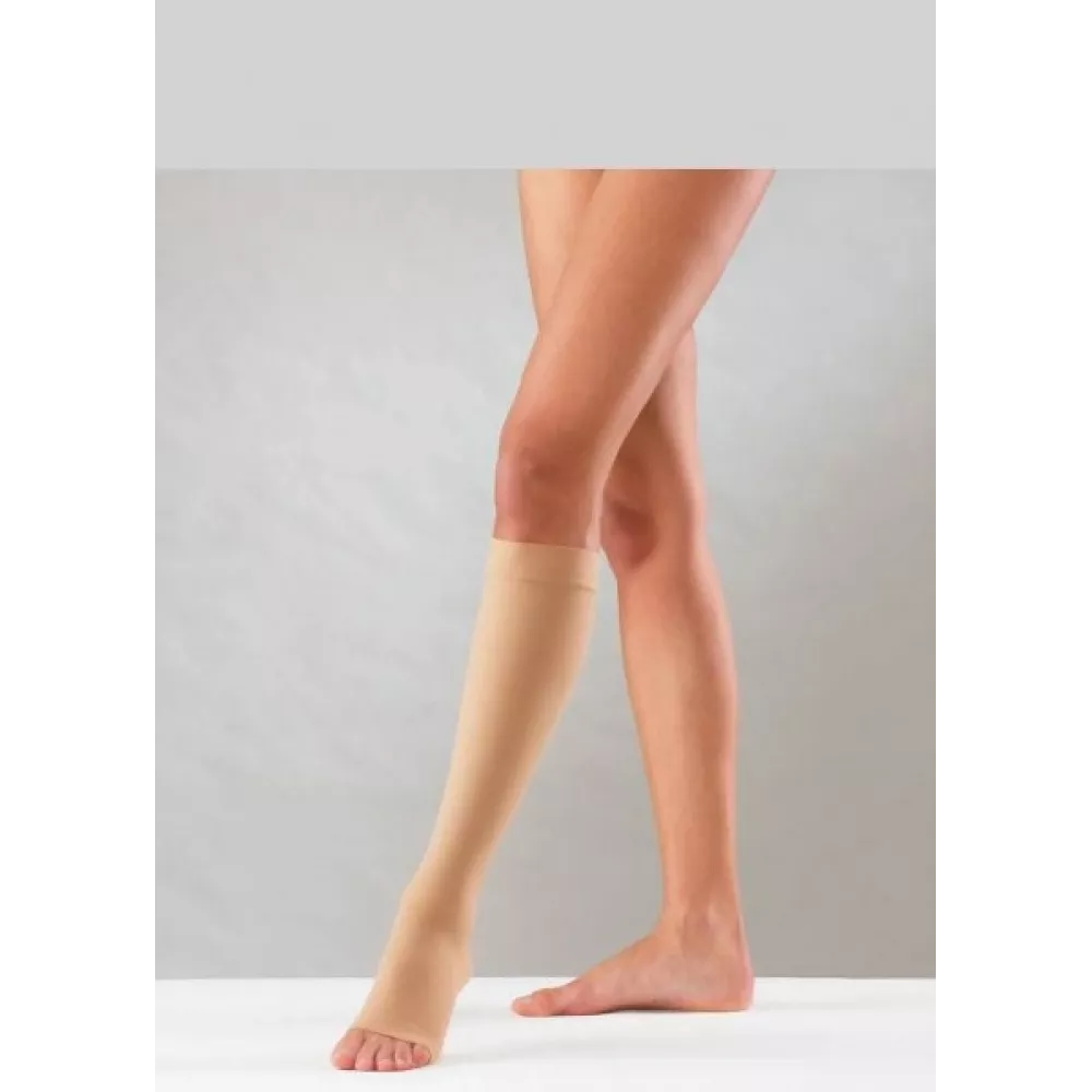 Kompresinės kojinės iki kelių, atvirais pirštais, 23-32 mm/Hg, kūno spalva, 1 pora