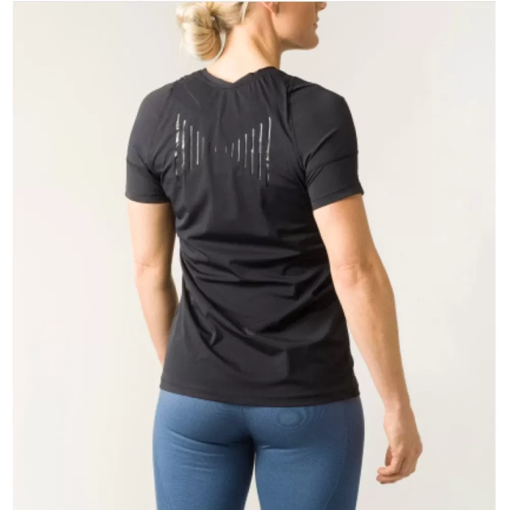 Laikyseną koreguojantys marškinėliai Reminder moteriški, juodi XXS