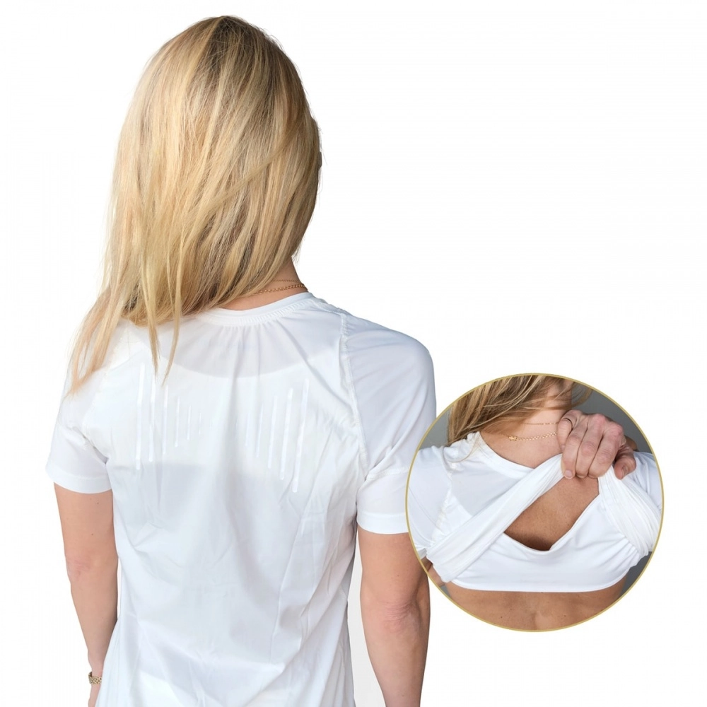 Laikyseną koreguojantys marškinėliai moterims, baltos spalvos, dydis S